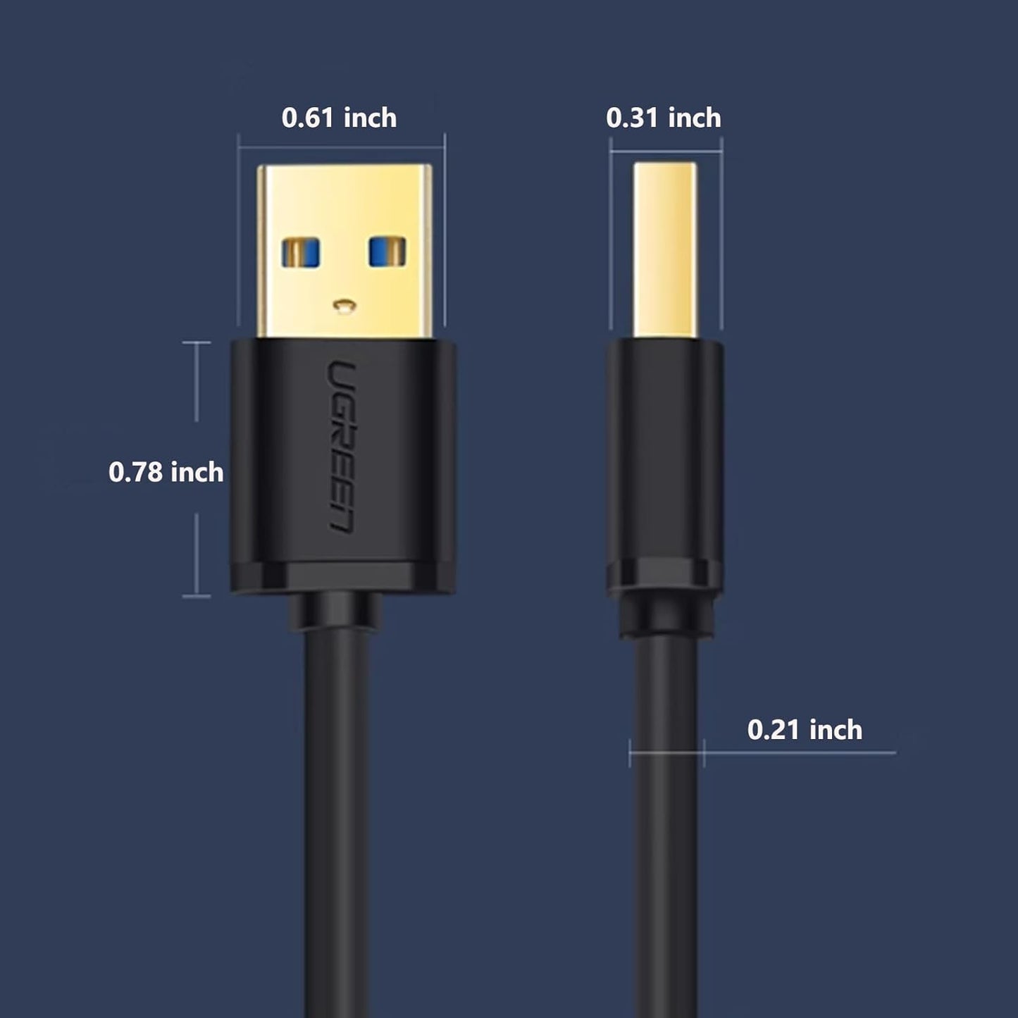 UGREEN USB to USB, 5 Gbps USB 3.0 Cable, Nylon Durable Male to Male Cable, Compatible with Hard Drive, Cooling Fan/Pad, Camera, DVD Player, TV, Flash Light, Hub, Monitor, Speaker, and More 3.3 FT