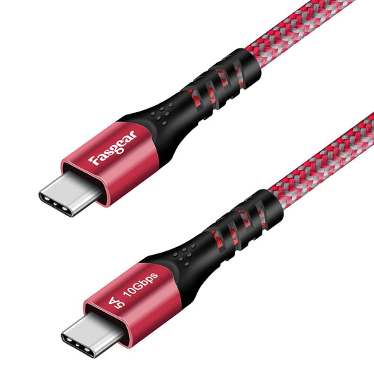 USB C to USB C Cable 1.6Ft, 100W Fast Charge, 10Gbps USB 3.1 Gen 2 Type C Cord 5A Power Delivery with E-Marker Chip Compatible for Macbook, Matebook,I-Pad Air,Galaxy S21,Ssd,Pixel 5/4/Xl,Red
