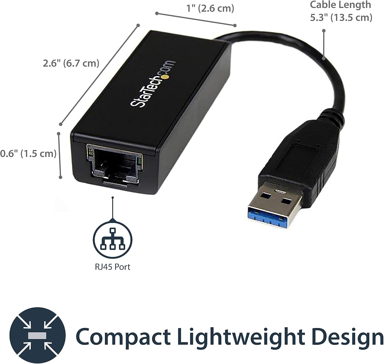 Startech USB 3.0 to Gigabit Ethernet Adapter, USB to RJ45, TAA (USB31000S)